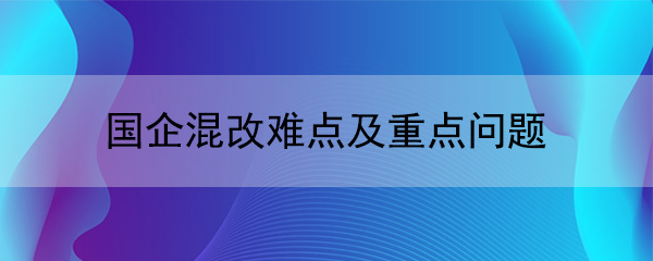 国企混改难点及重点问题